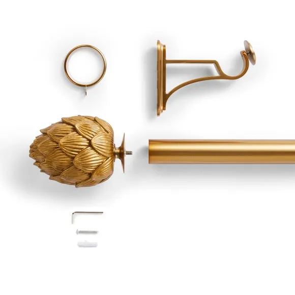 Artichoke Fixed Metal Eyelet Curtain Pole with Rings 2