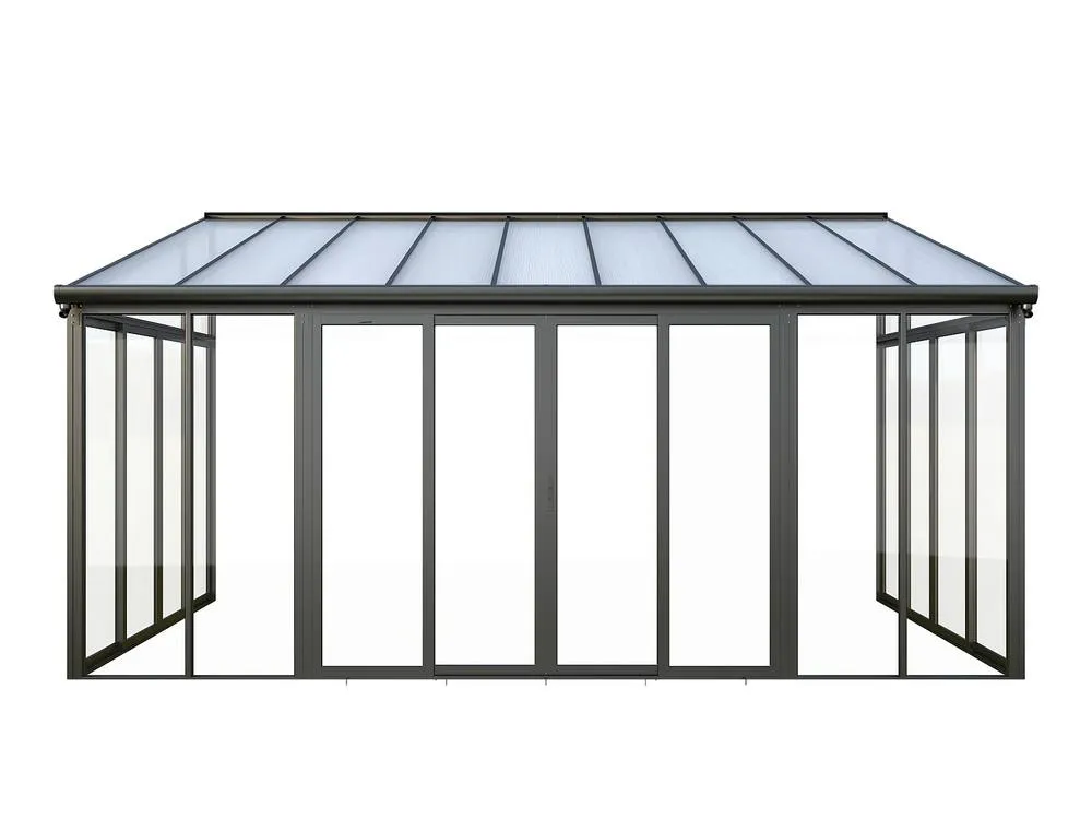 Vente-unique Aluminium & Polycarbonate Conservatory With UV Protection - 16 M² in Dark Grey 2
