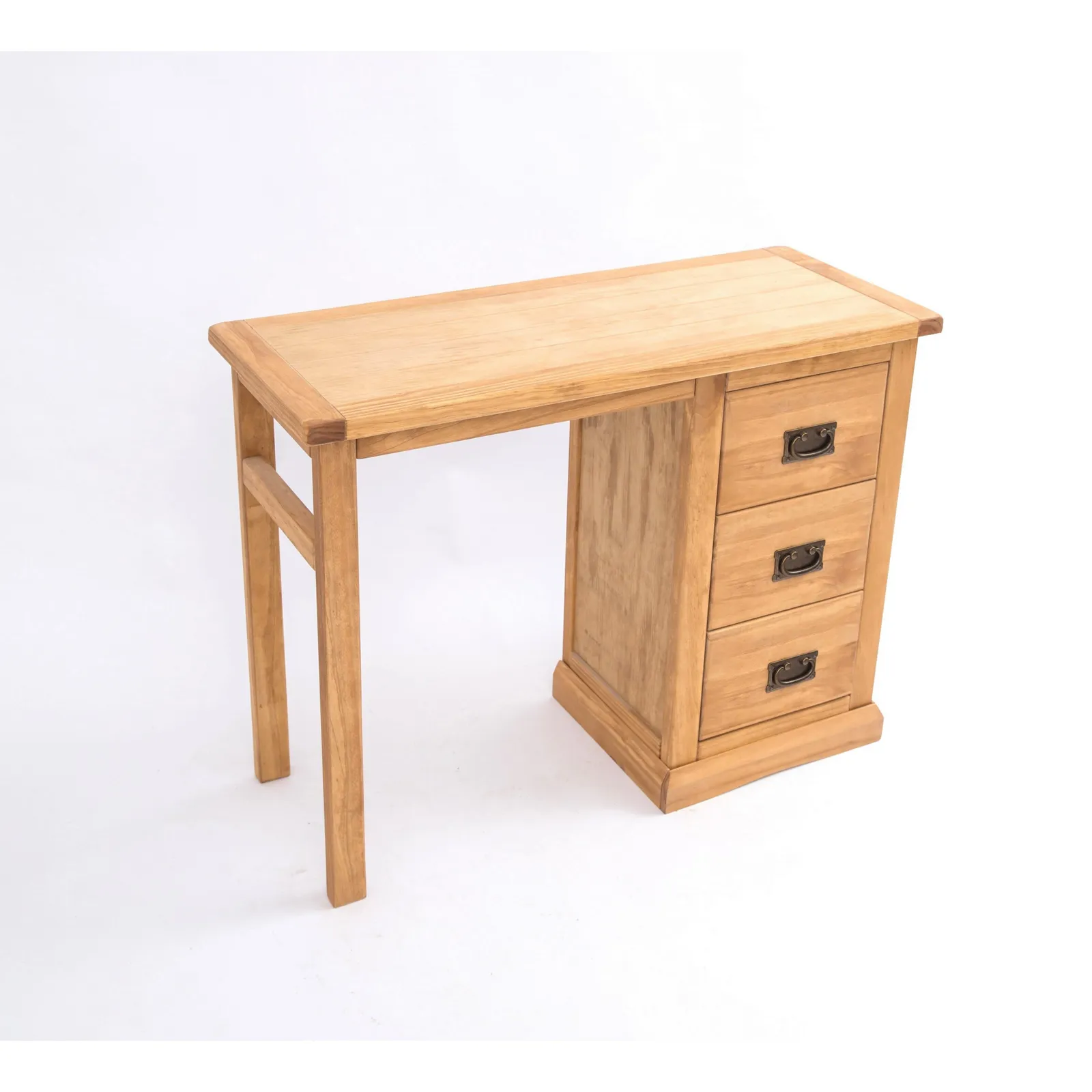 Cabinet Bits Lucca 3 Drawer Desk - Dressing Table Brass Drop Handle in Light Brown 3