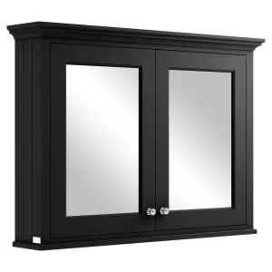 Bayswater Matt Black Bathroom Mirror Cabinet - 1050mm