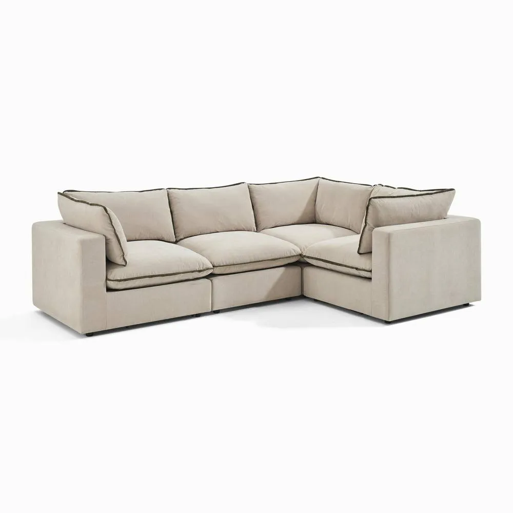 FurnitureboxUK Echo Linen-Look Fabric 3 Seater Modular Corner Sofa 6