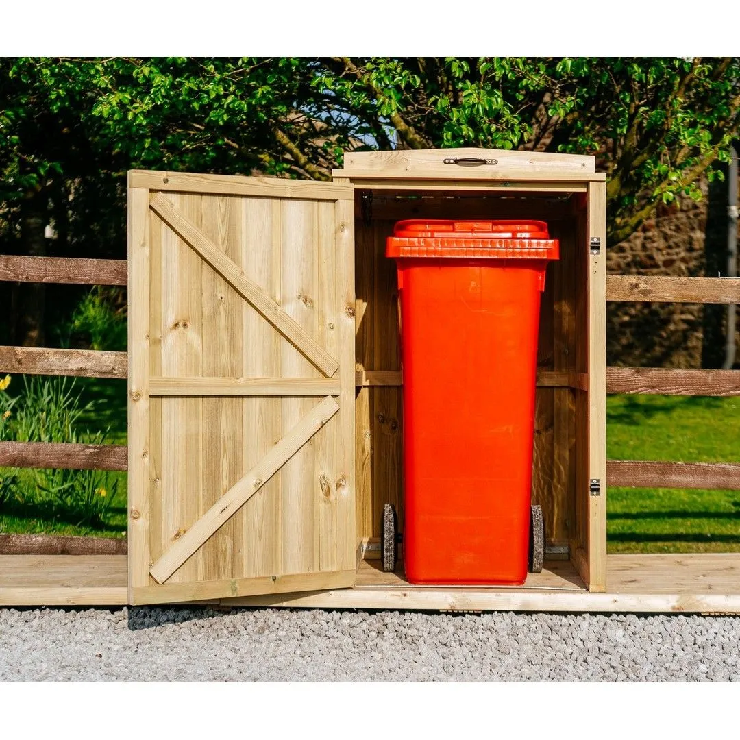 Buttercup Farm Chatburn Single Wheelie Bin Store, Timber - Fits 1 x 360L Wheelie Bins in Brown