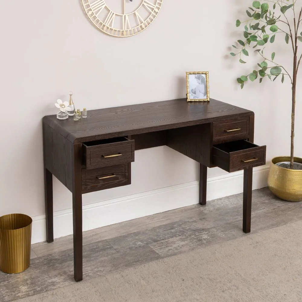 Melody Maison Dark Wood 4 Drawer Dressing Table - Kingsley Range in Brown 6