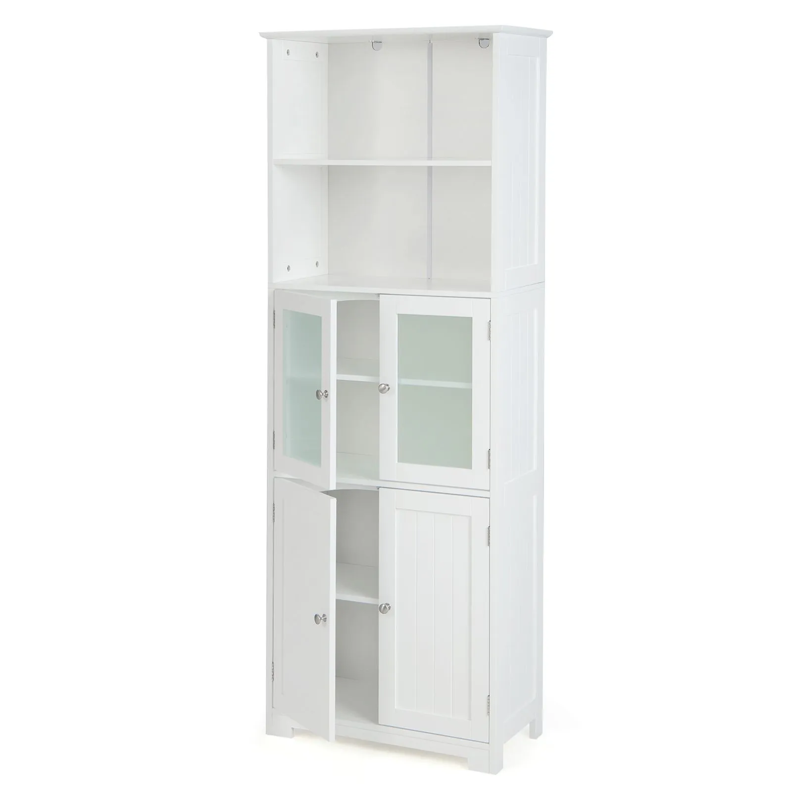 Costway 163cm Tall Bathroom Storage Cabinet Freestanding Kitchen Pantry Cupboard in White