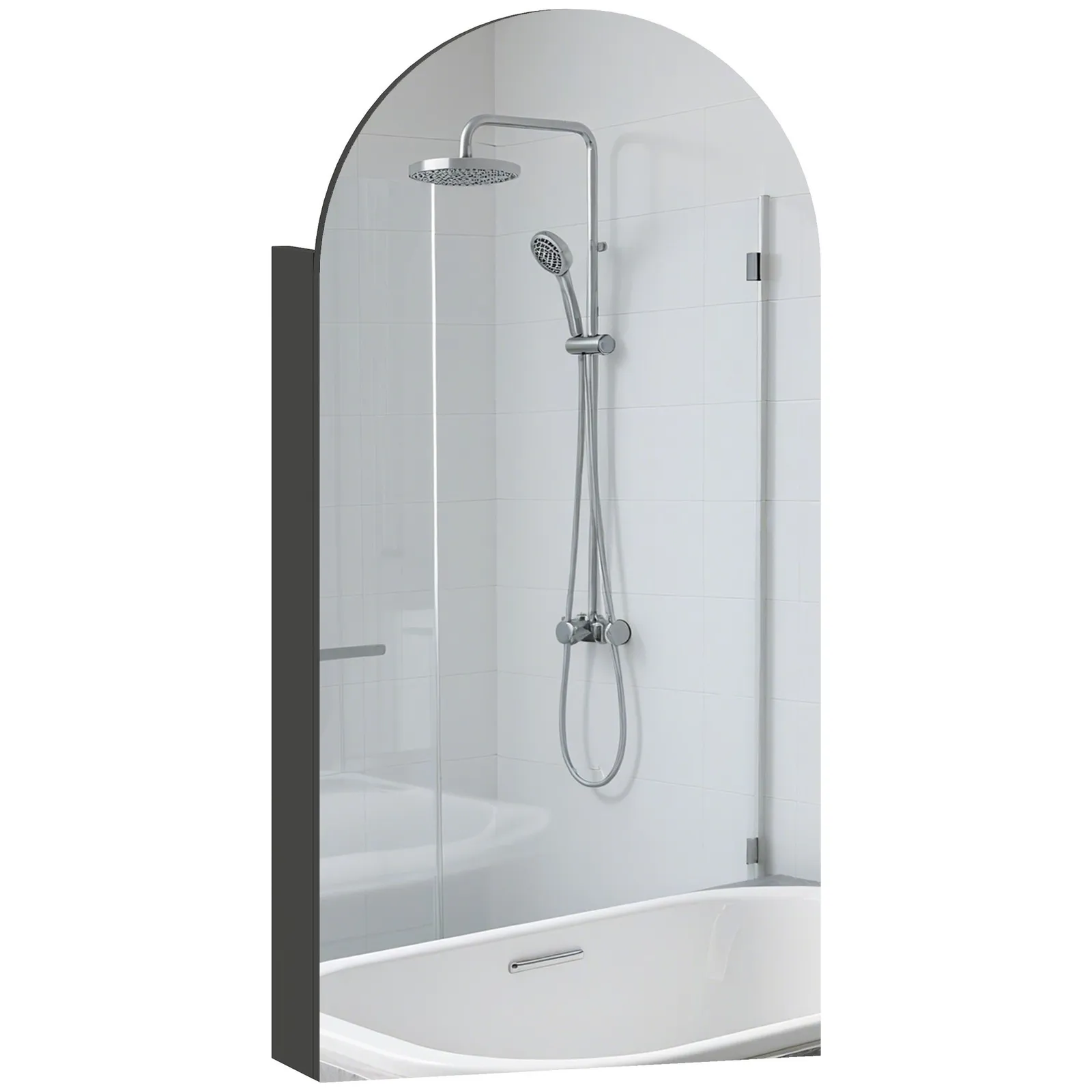 HOMCOM Bathroom Mirror Cabinet with Adjustable Glass Shelves in Black 2