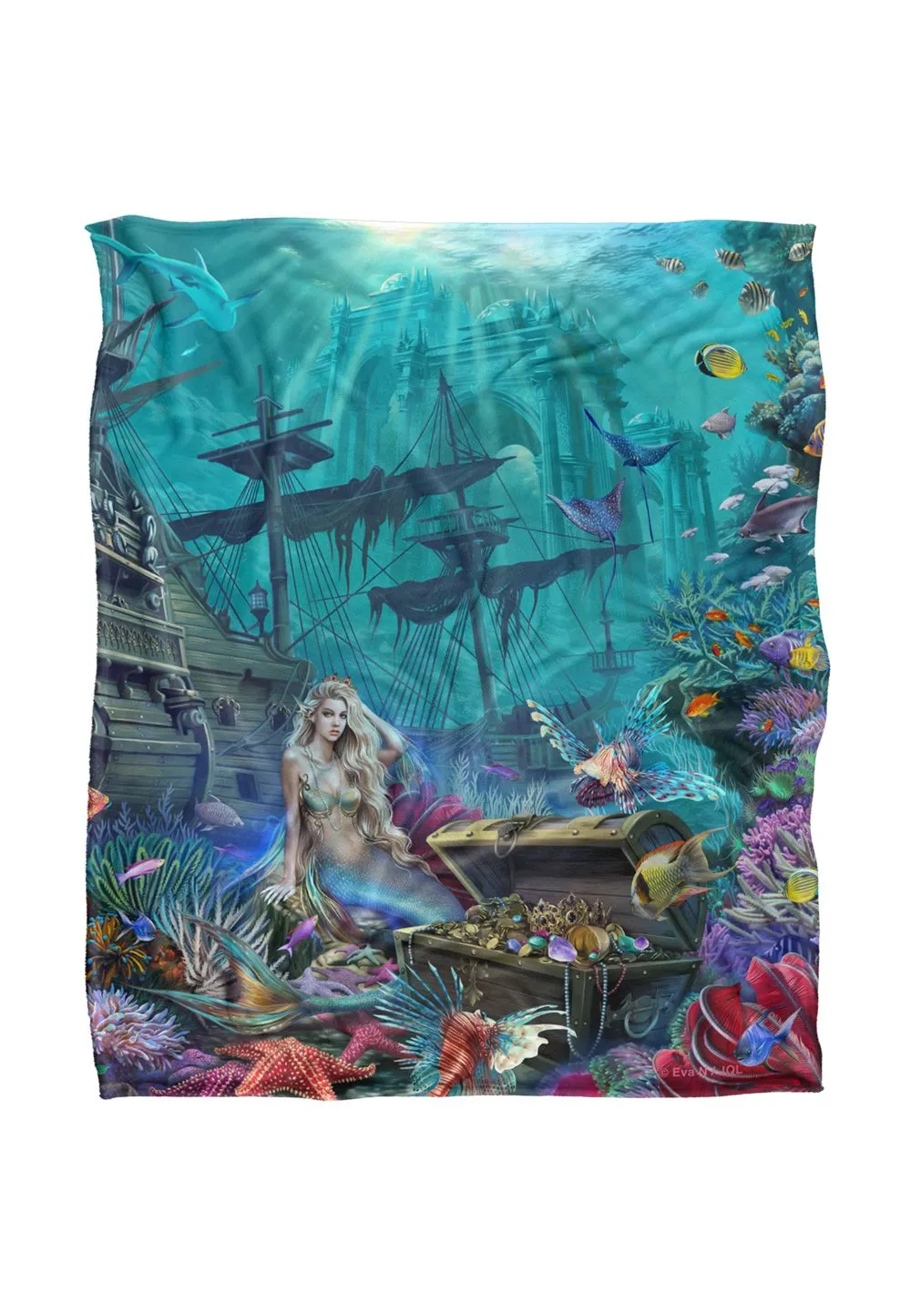 JQ Licensing En Aquatic Realm Mermaid Silky Touch Super Soft Throw Blanket 152 X 127 cm in White