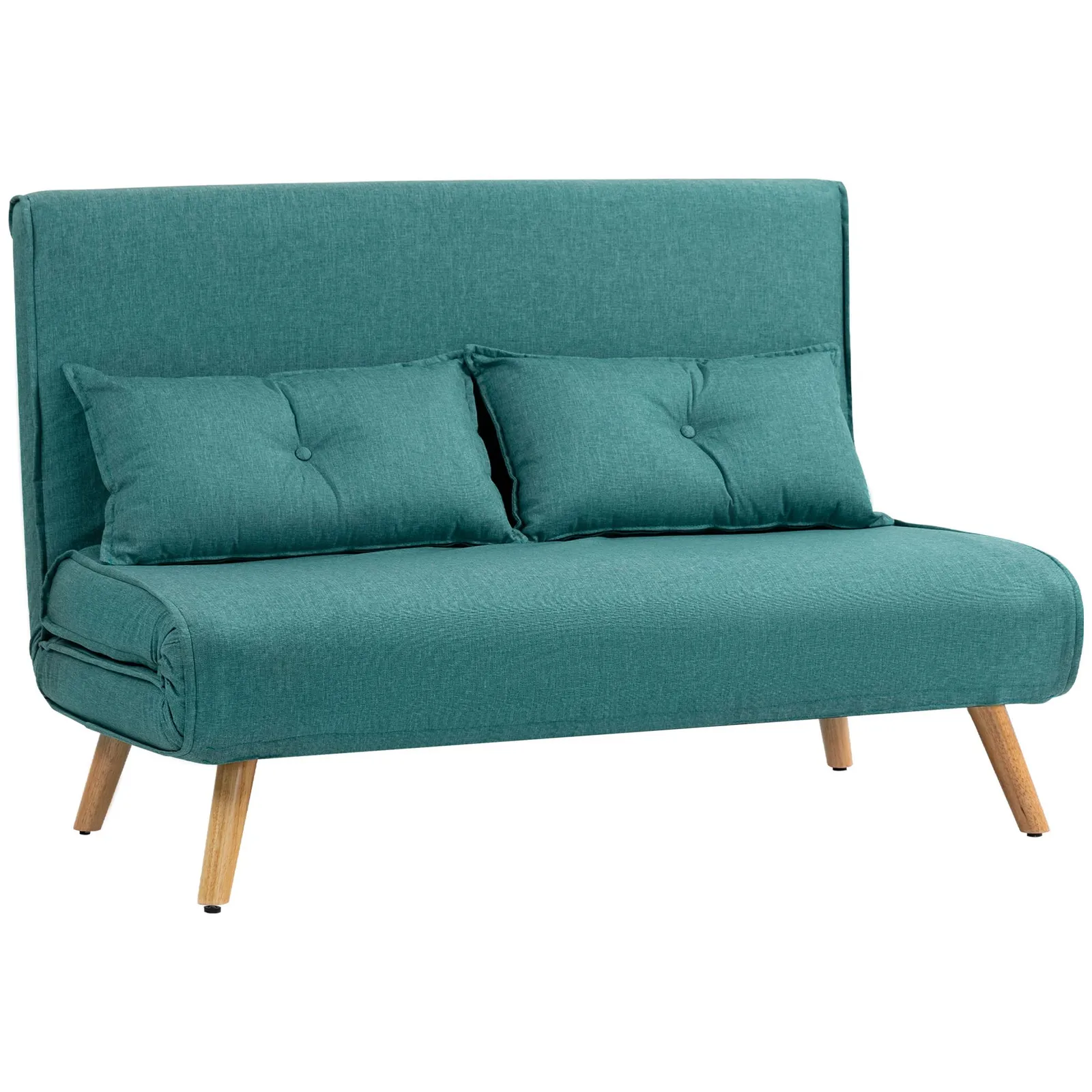 HOMCOM Click Clack Sofa Bed, 2 Seater Bed Settee for Living Room in Green 2