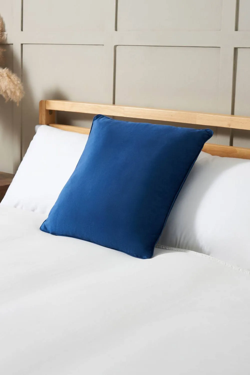 BHS Small Velour Piped Cushion in Navy 1