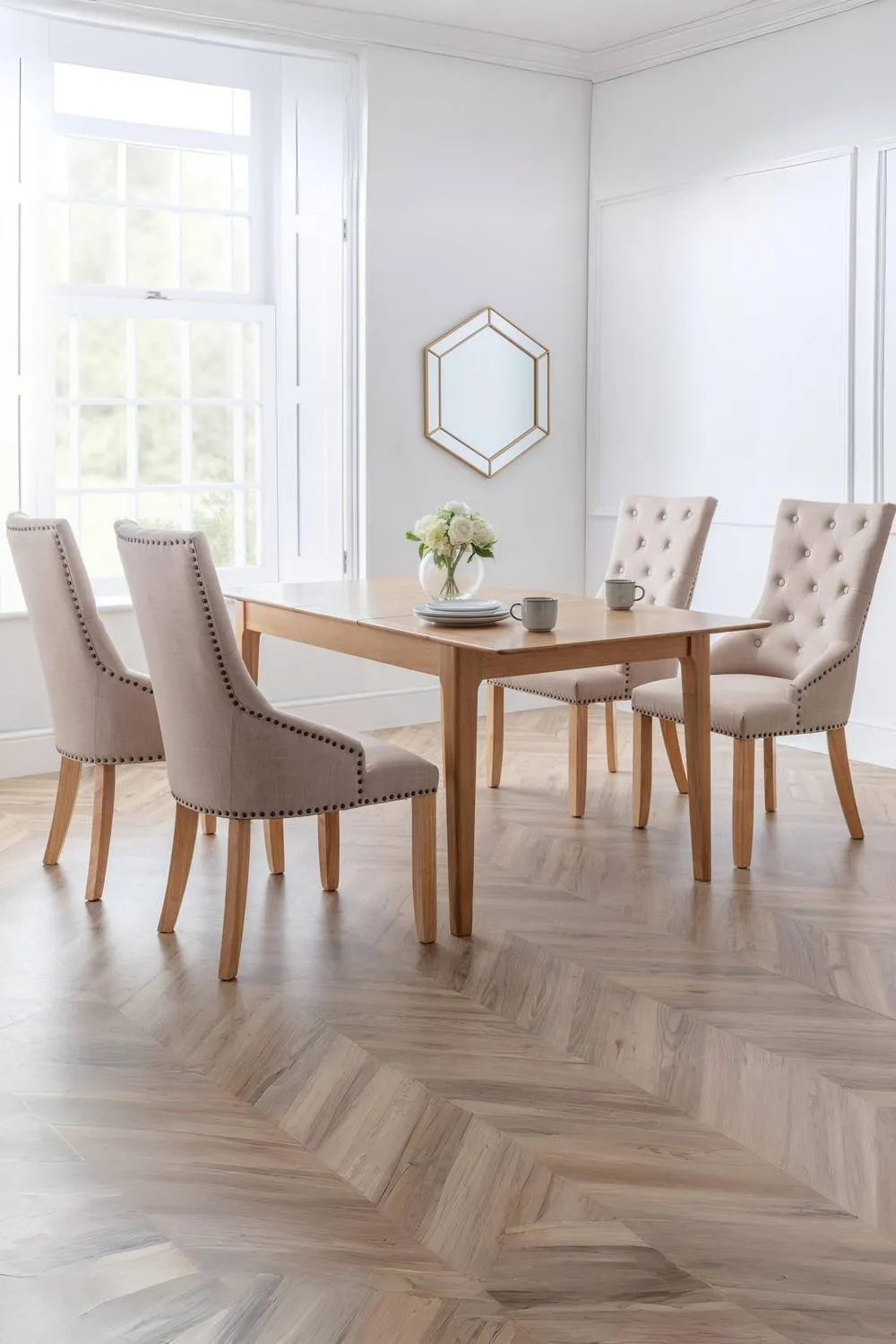 Julian Bowen Loire Buttoned Back Upholstered Dining Chair (Set of 2) in Light Beige 3