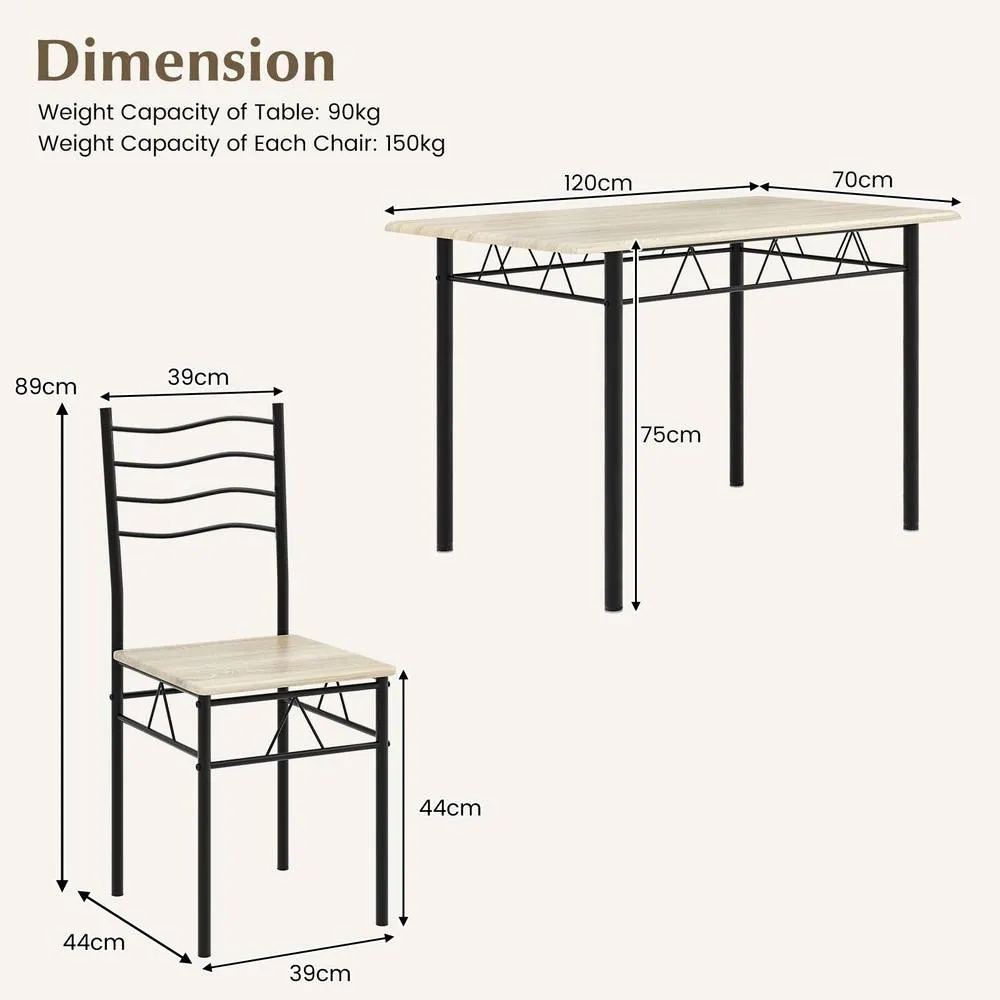 Costway 5 PCS Dining Table Set w/ Rectangular Tabletop Industrial Kitchen Table 4 Chairs Set in Natural 2