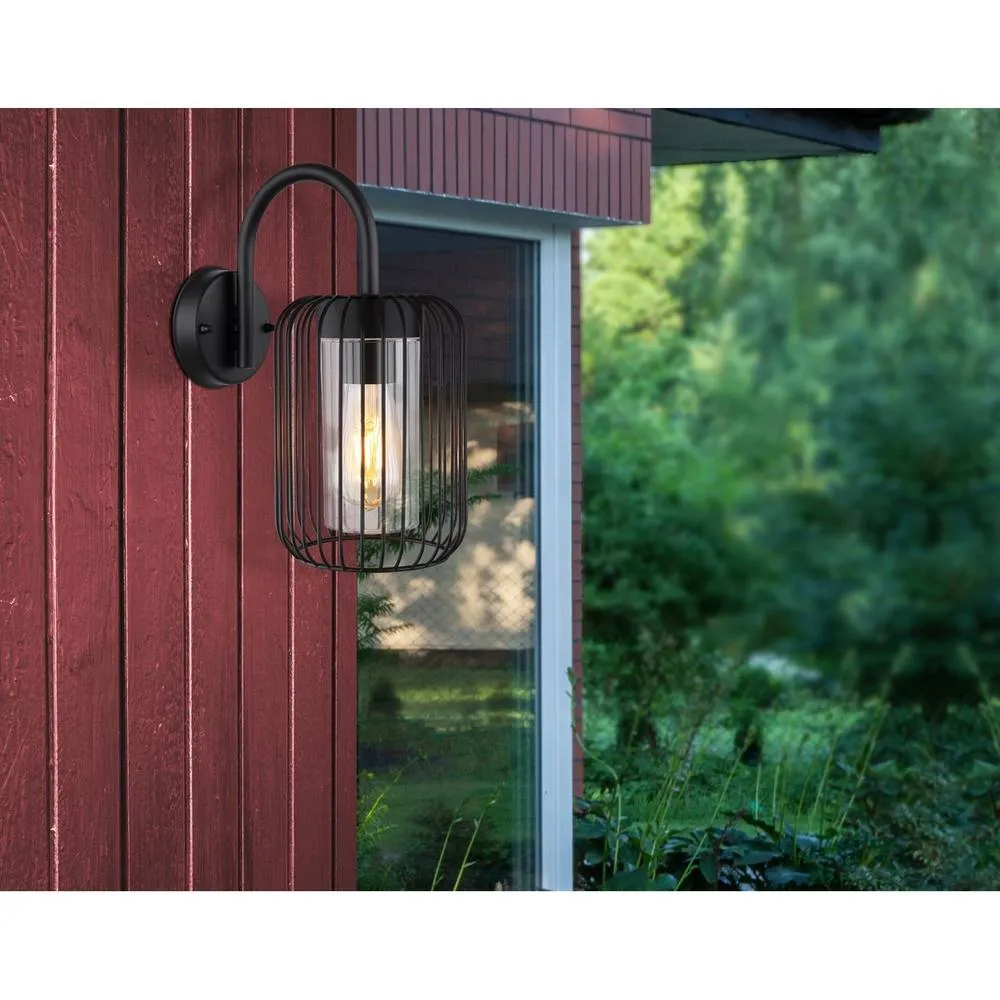 Netlighting Nina Outdoor Wall Lamp Matt Black IP44 1x E27 3