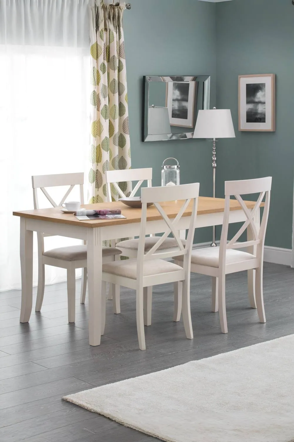 Julian Bowen Davenport Rectangular 4-6 Seater Dining Table in Ivory 2