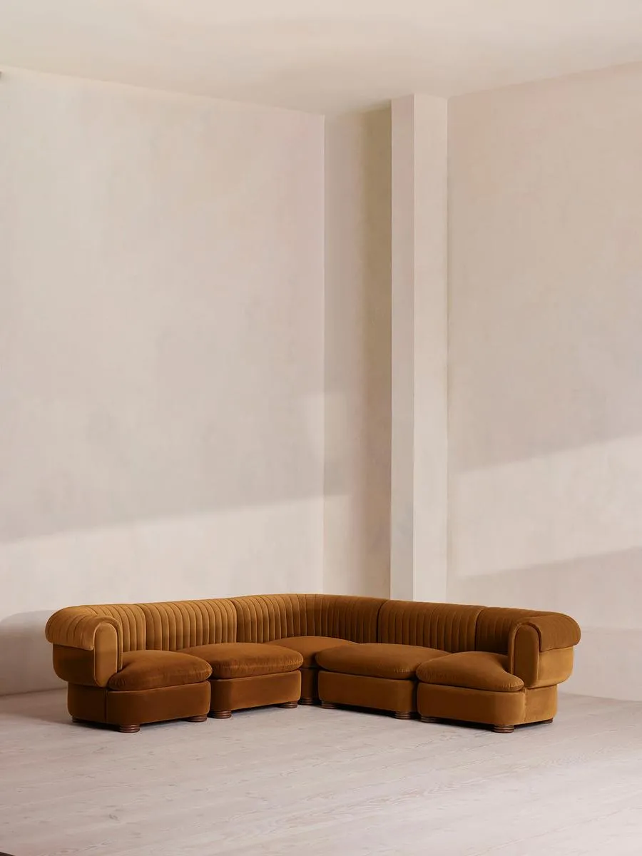 Rava Modular Sofa, Corner Sofa, Velvet, Mustard