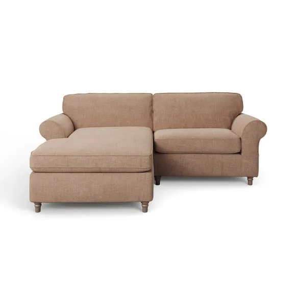 Flori Tonal Plush Chenille Corner Chaise Sofa 6