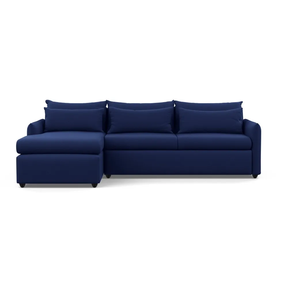 Heal's Pillow Large Left Hand Corner Chaise Melton Wool New Navy Black Feet