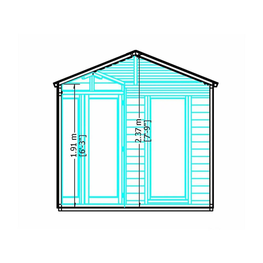 Shires Larkspur 8 x 8 Feet Double Door with Two Fixed Windows Summerhouse in Light Brown 3