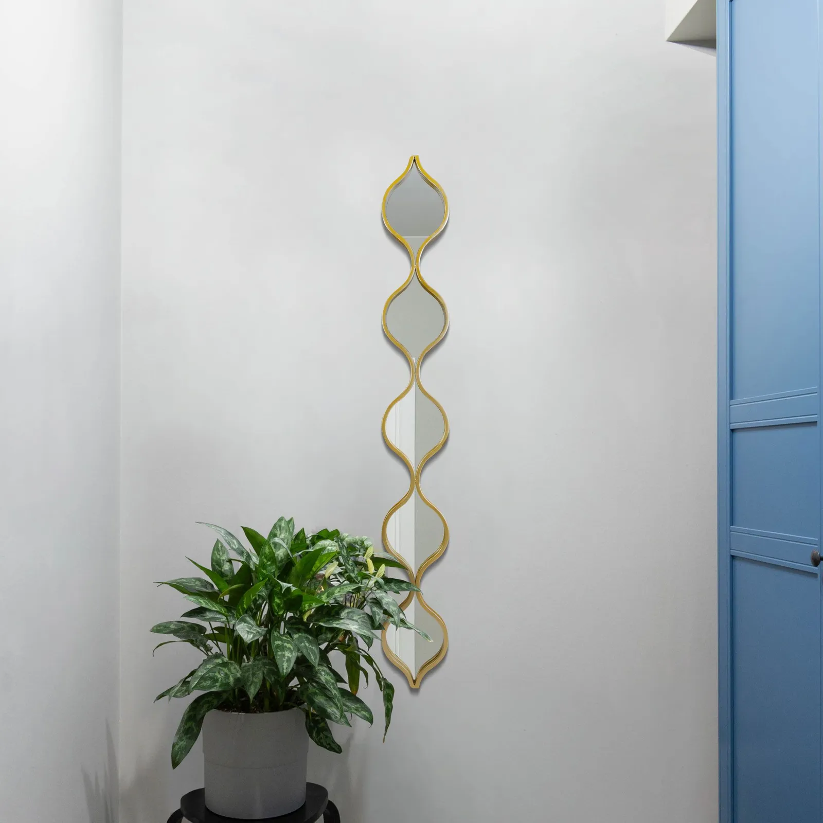 MirrorOutlet Gold Metal Framed Tear Drop Wall Mirror 49" X 6" (124CM X 15CM) 2