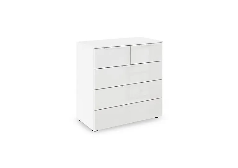 Haven 3+2 Drawer Décor Chest with Glass Front - Alpine White