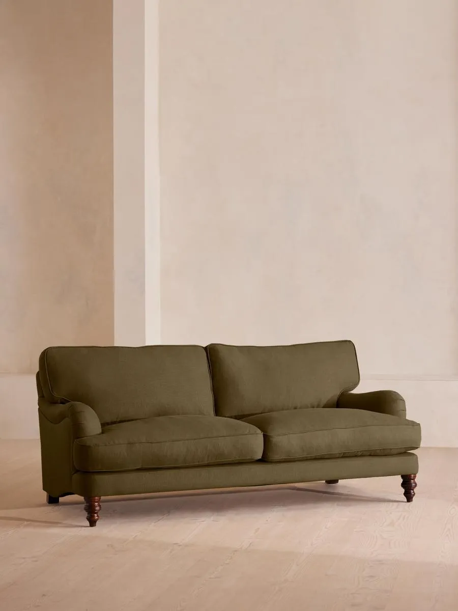 Arundel Three Seater Sofa, Linen, Olive