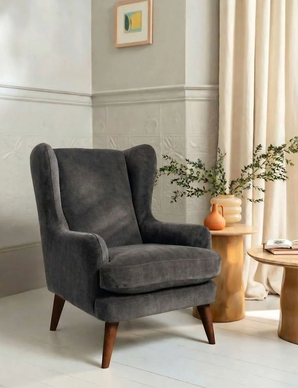 BARKER AND STONEHOUSE Sven Chenille Armchair Dark Grey