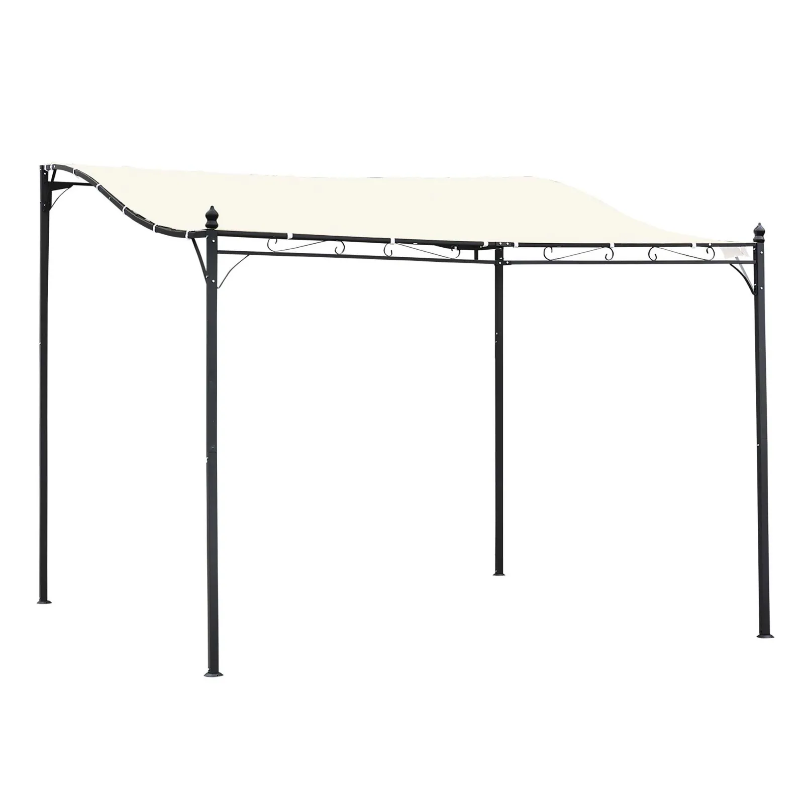 OUTSUNNY 3 x 3M Wall Mounted Awning Free Stand Canopy Shade Garden Porch Pergola in Beige