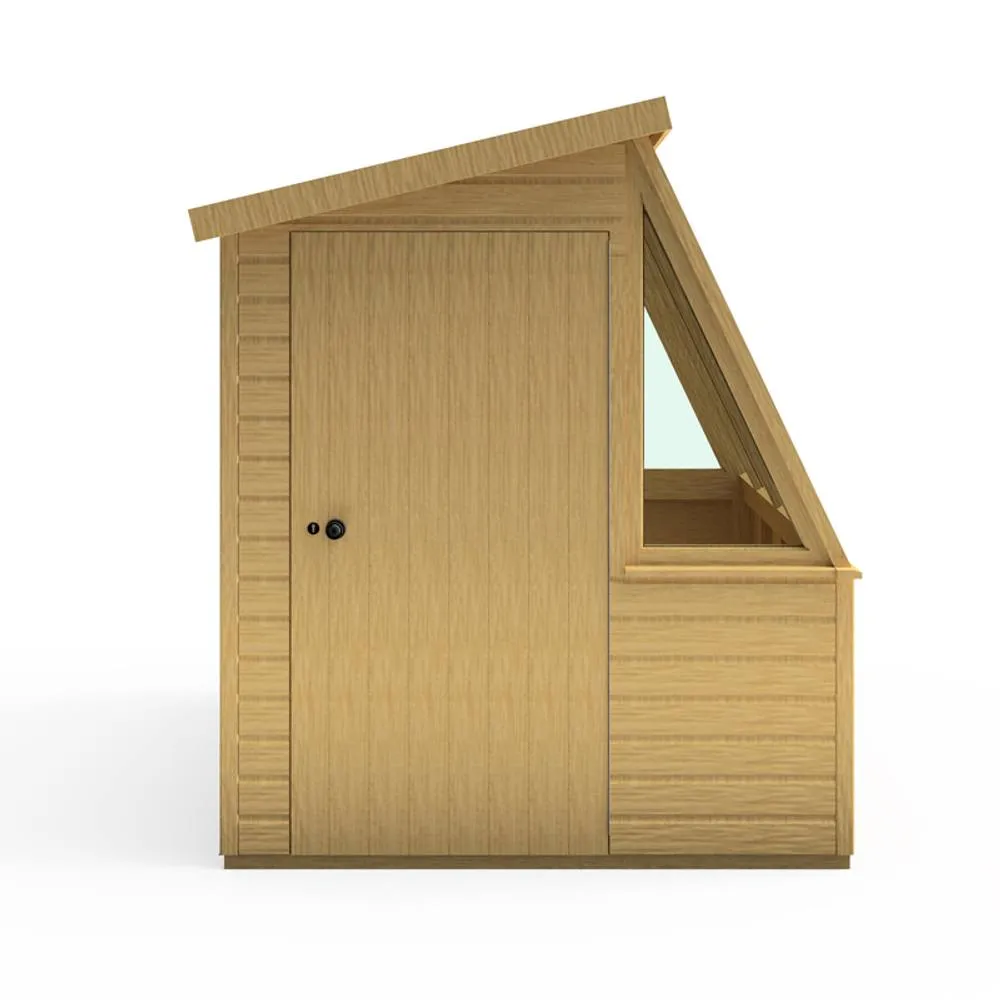 Shires Iceni 8x6' Potting Shed Pre Hung Doors with Opening Glass Side Window in Brown 5