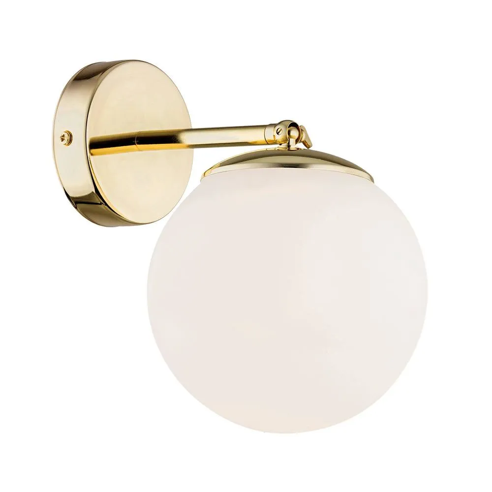 Netlighting Satelite Plus Outdoor Globe Wall Lamp Opal Matt Brass Steel IP44 in Gold 2