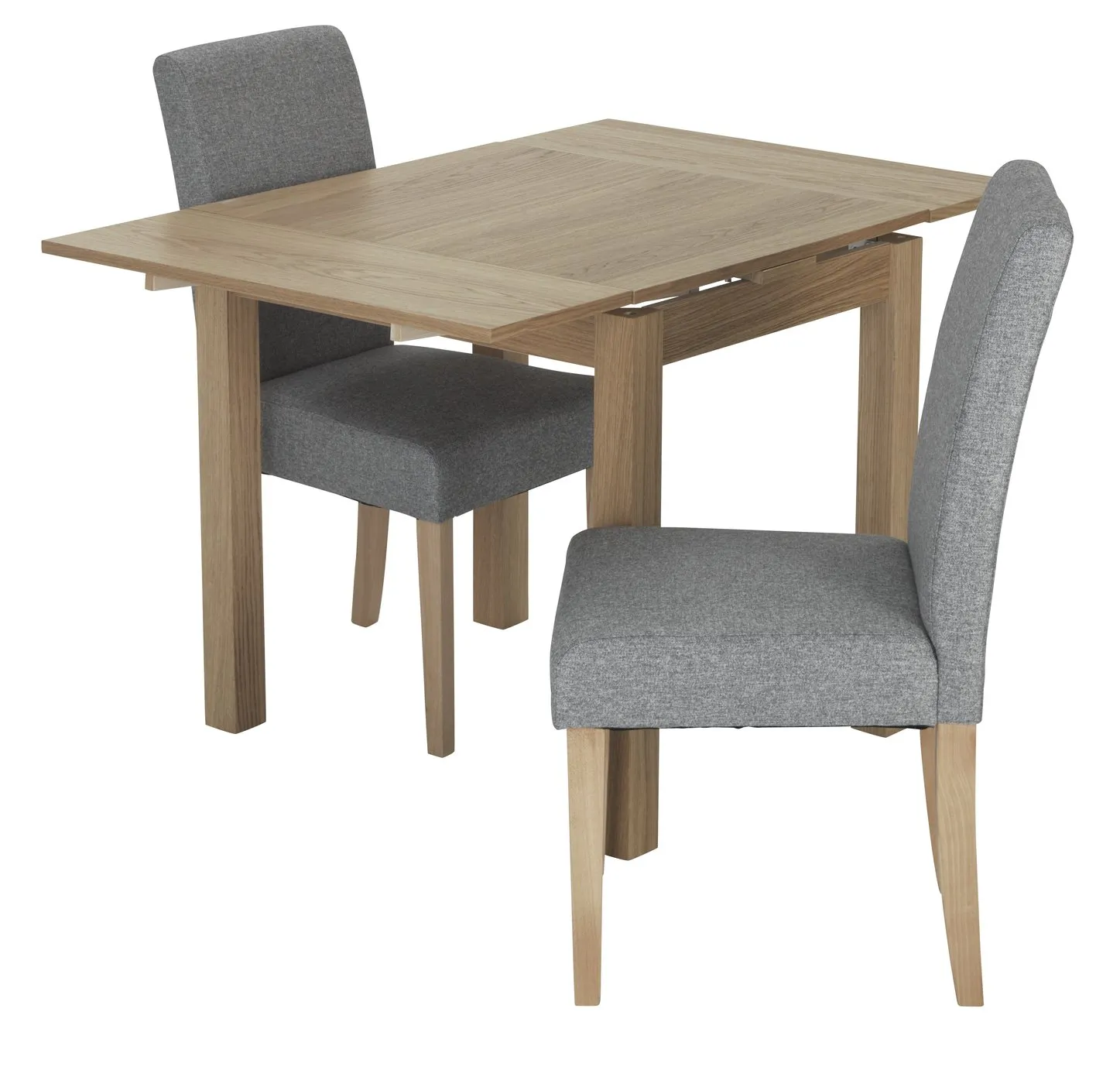 Habitat Clifton Extending Table & 2 Tweed Chairs - Grey