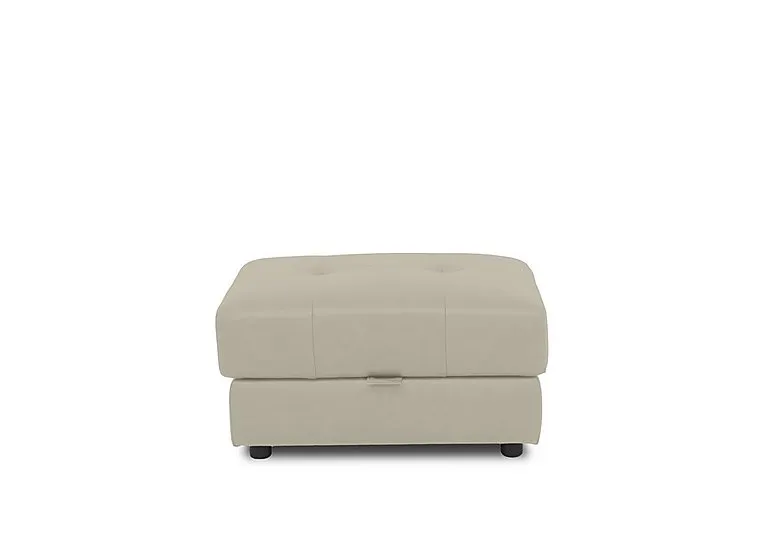 Goliath Leather Storage Footstool - Bone China