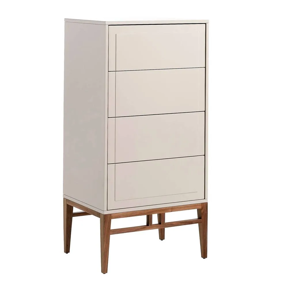 Angel Cerda Chiffonier, Beige & Walnut Wood, 4 Drawers, 120 cm High