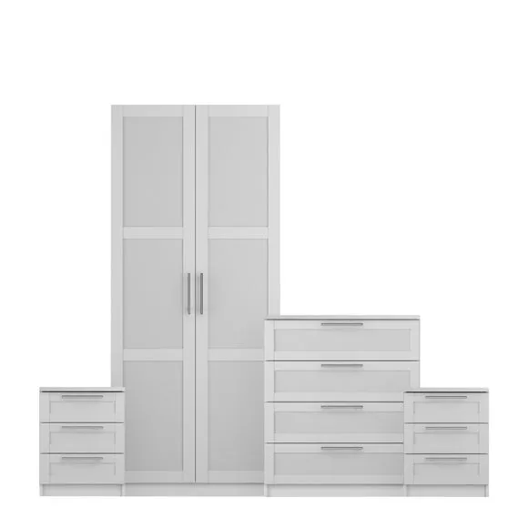 Sudbury Framed 4 Piece Double Wardrobe Bedroom Furniture Set