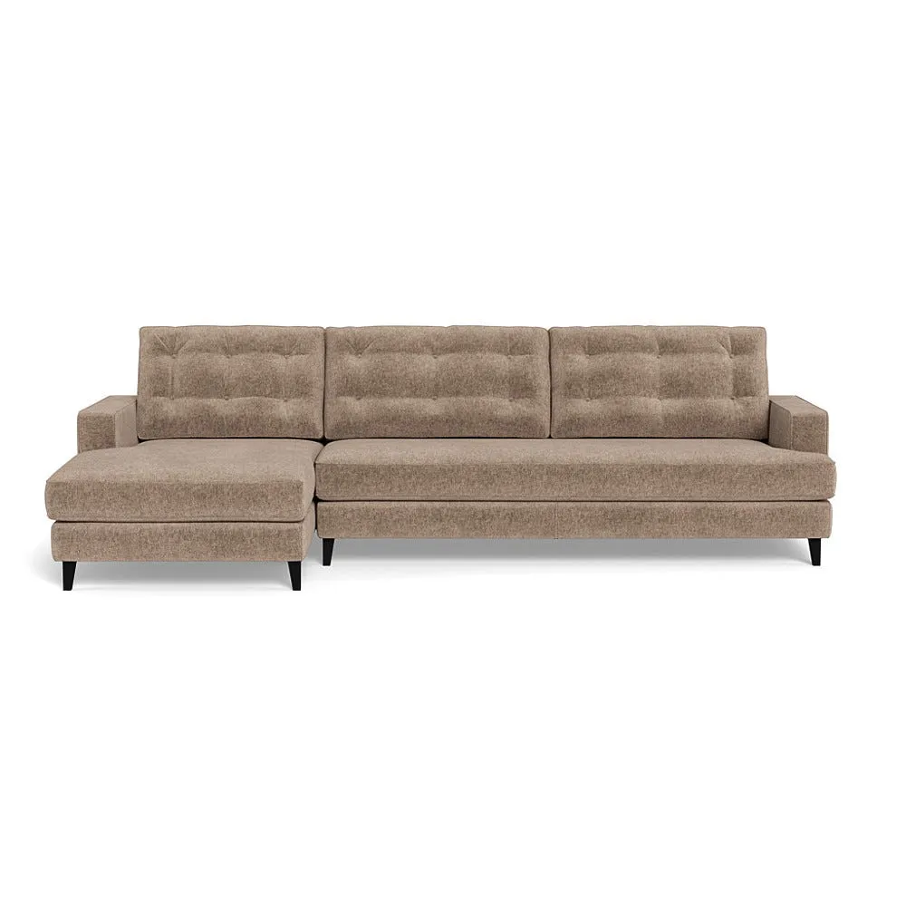 Heal's Mistral Left Hand Facing Corner Sofa Boucle Velvet Rocky Black Beech Feet 1