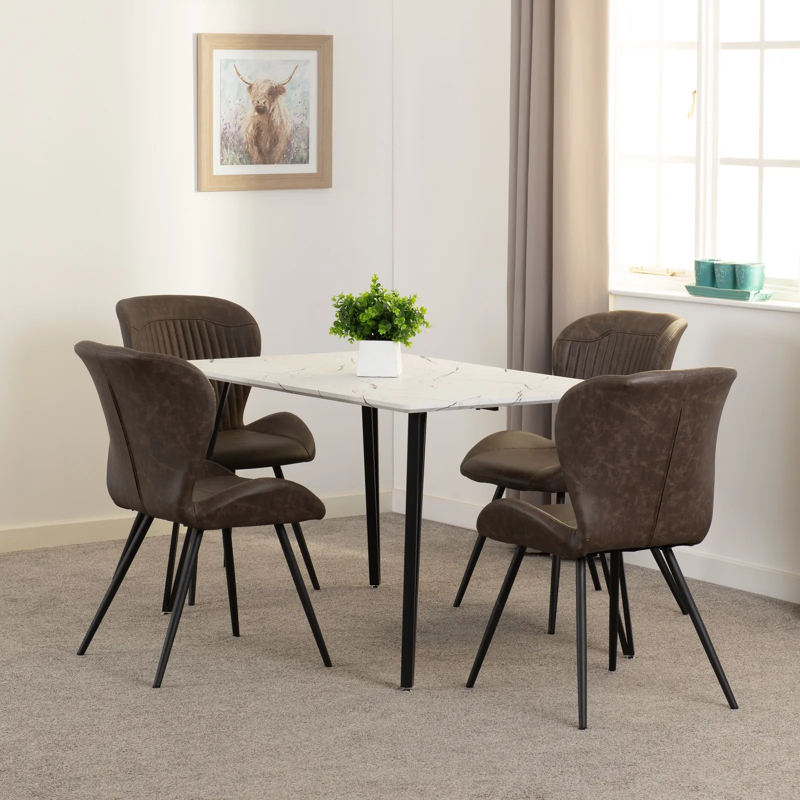 Seconique Marlow & Quebec Dining Set in Brown