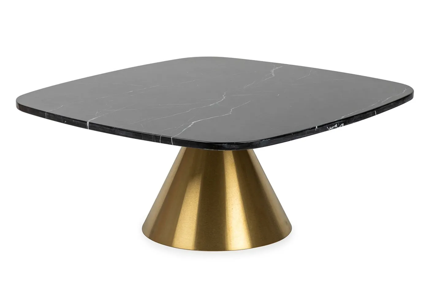 Heal's Cezanne Square Coffee Table Black Marble Brass Frame