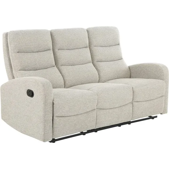 Rena Tonal Faux Linen Manual Recliner 3 Seater Sofa 2