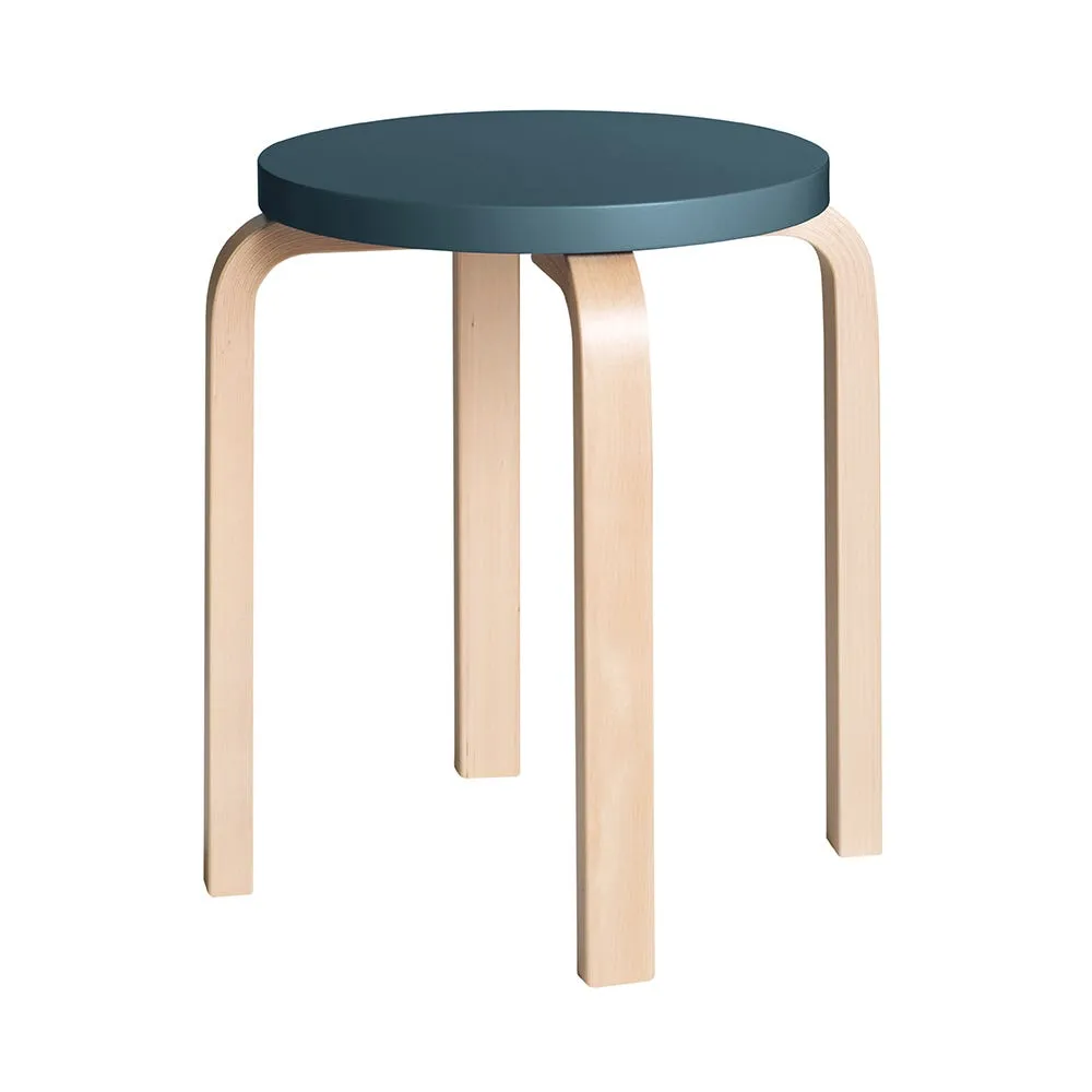 Artek Stool E60 Natural Lacquered Birch Blue Lacquered 2