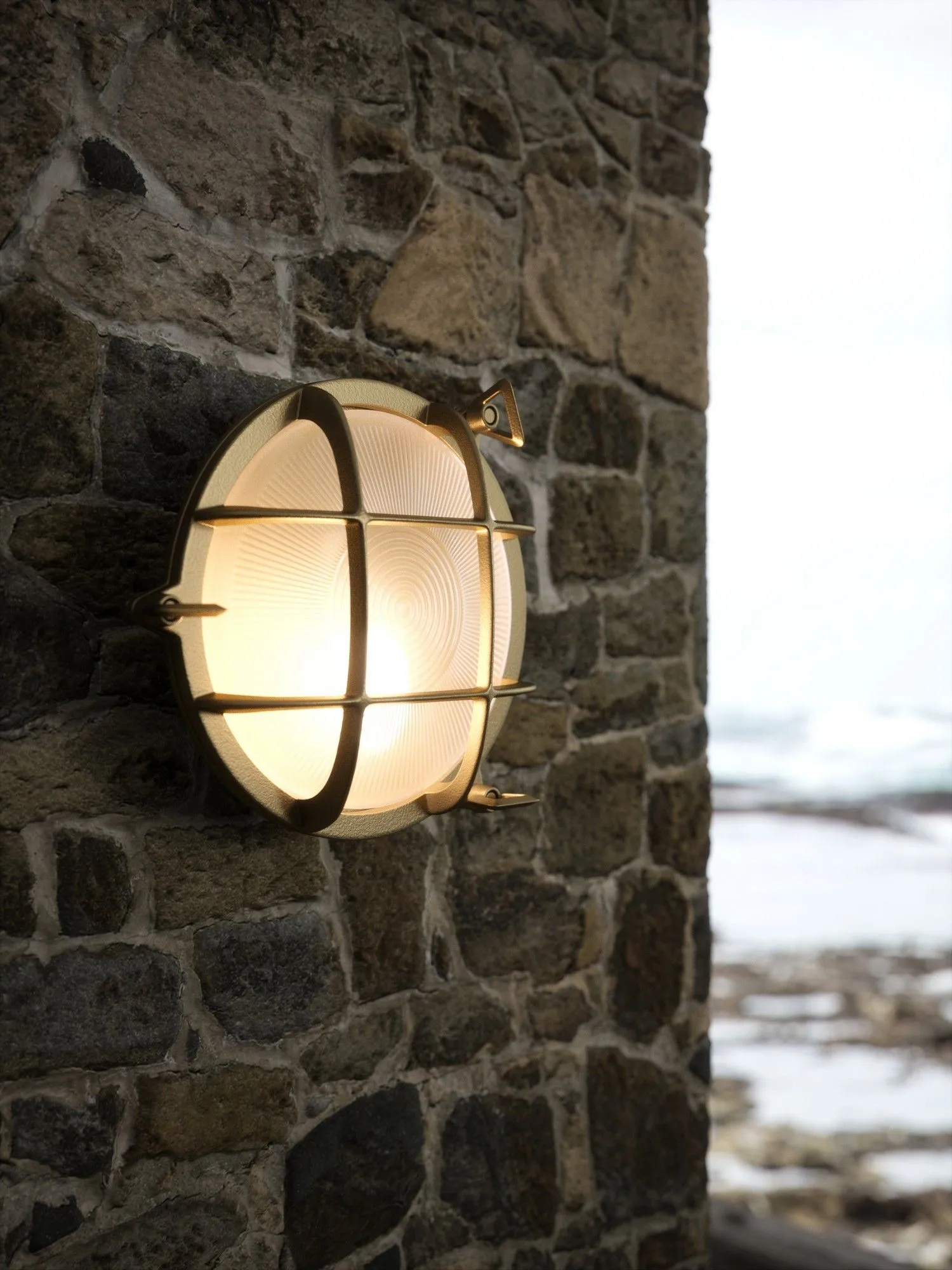 Nordlux Polperro Outdoor Wall Light Brass Brass Garden E27 IP64 Mains in Gold 5