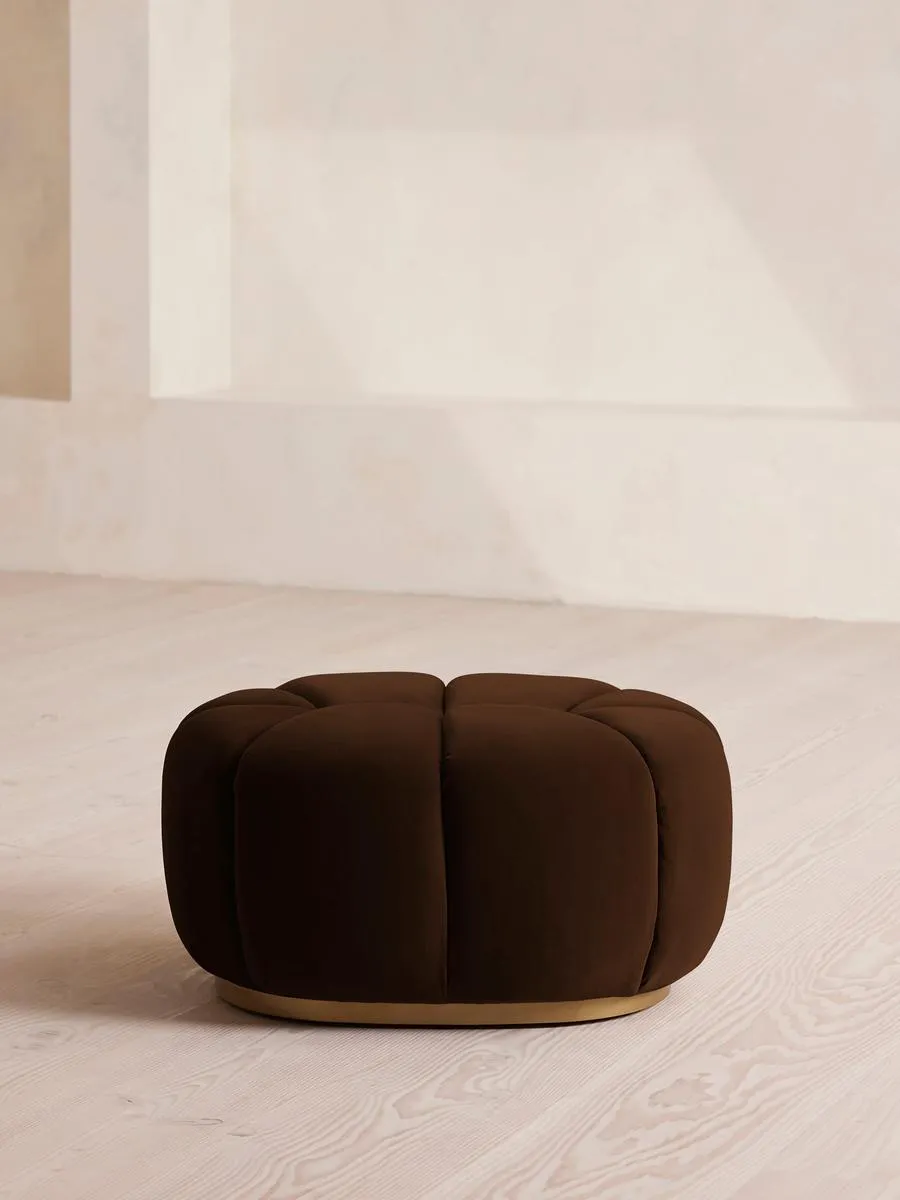 Garret Footstool, Velvet, Chocolate