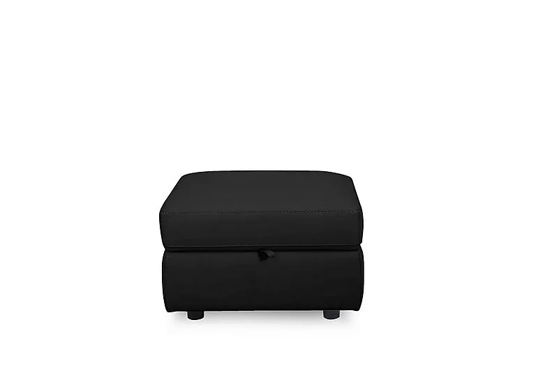 Compact Collection Lille Leather Storage Footstool - Classic Black
