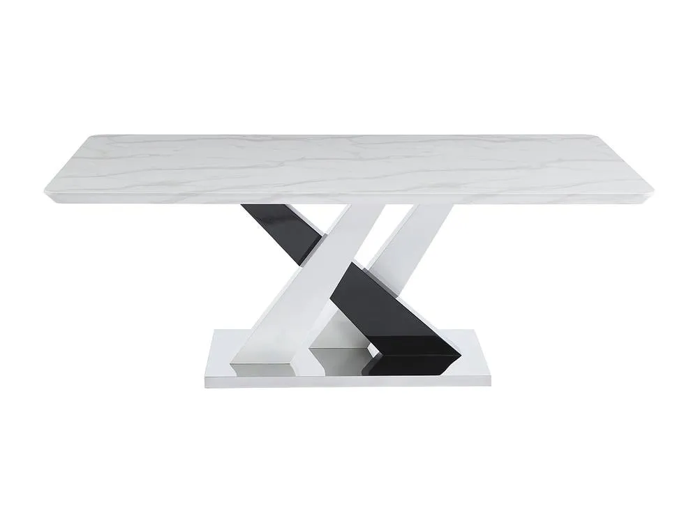 Vente-unique 8-Seat Dining Table In MDF & Stainless Steel - Black & White 2