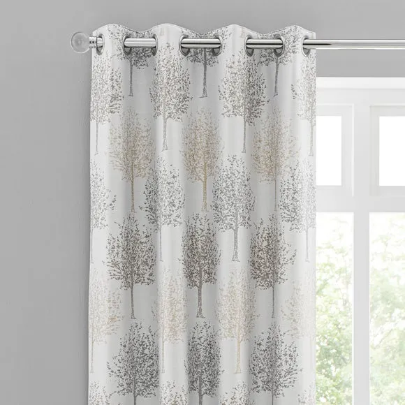 Jacquard Trees Eyelet Curtains 1