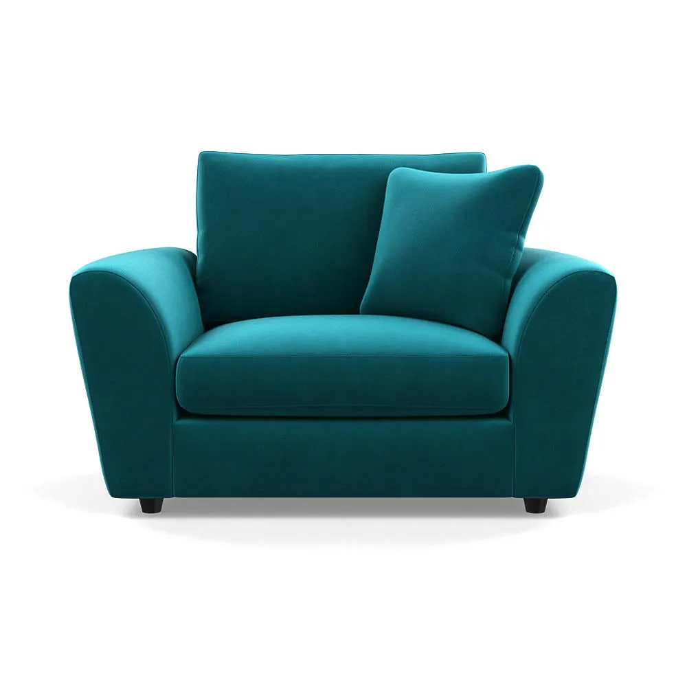 Heal's Snooze Loveseat Smart Velvet Petrol Black Feet 1