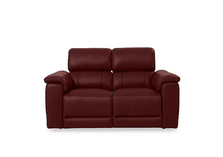 Genius Leather 2 Seater Power Recliner Sofa with Power Headrests and Bluetooth Speakers - Montana Ruby