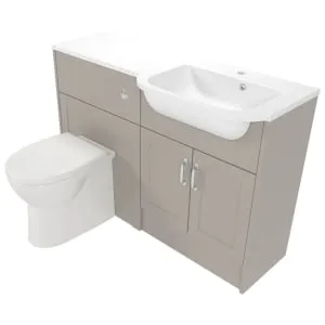 Deccado Padworth Soft Suede Right Hand 1200mm Fitted Vanity & Toilet Pan Unit Combination with Right Hand Basin