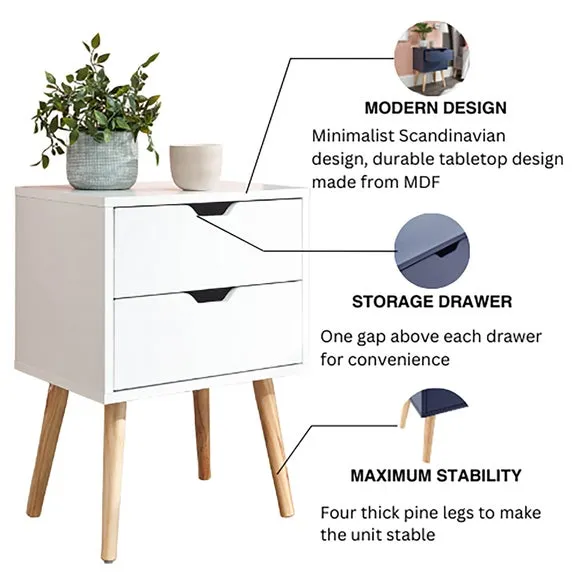 Nyborg 2 Drawer Bedside Table 6