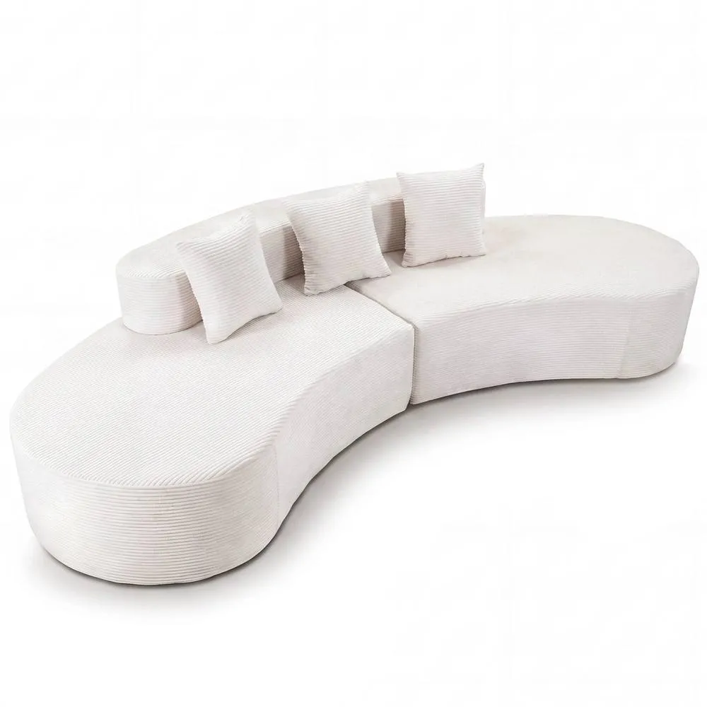 Costway Curved Sectional Sofa Oversized Sofa Couch w/3 Pillows Modular Sofa in Beige