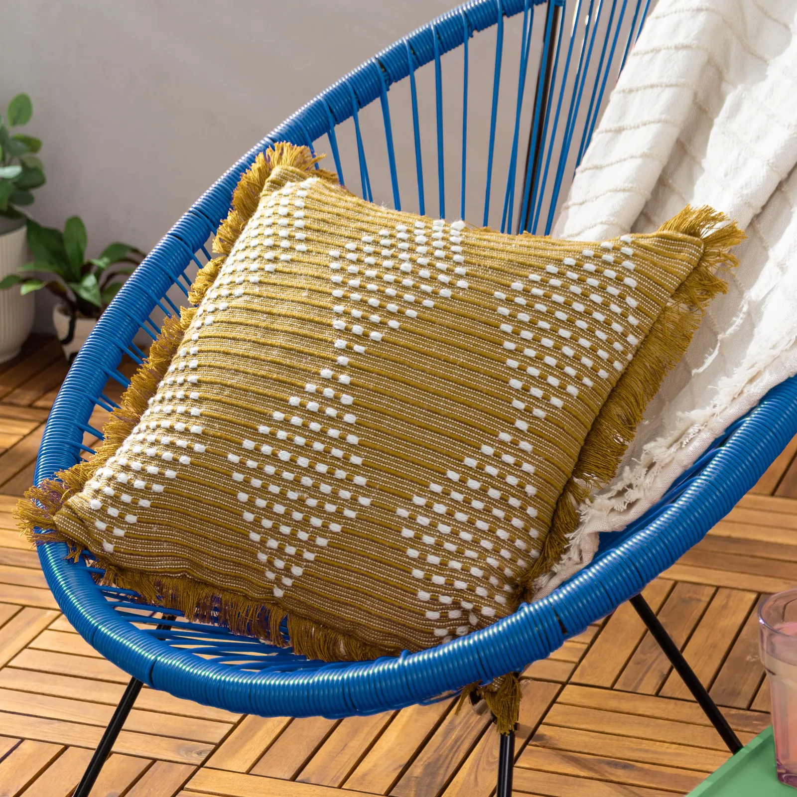 Furn Kadie Woven UV Water Resistant Outdoor/Indoor Cushion in Gold