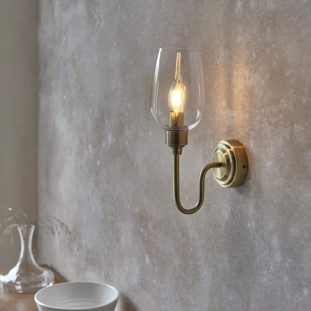 Netlighting Livorno Batten Antique Brass Plate Clear Glass in Bronze 3