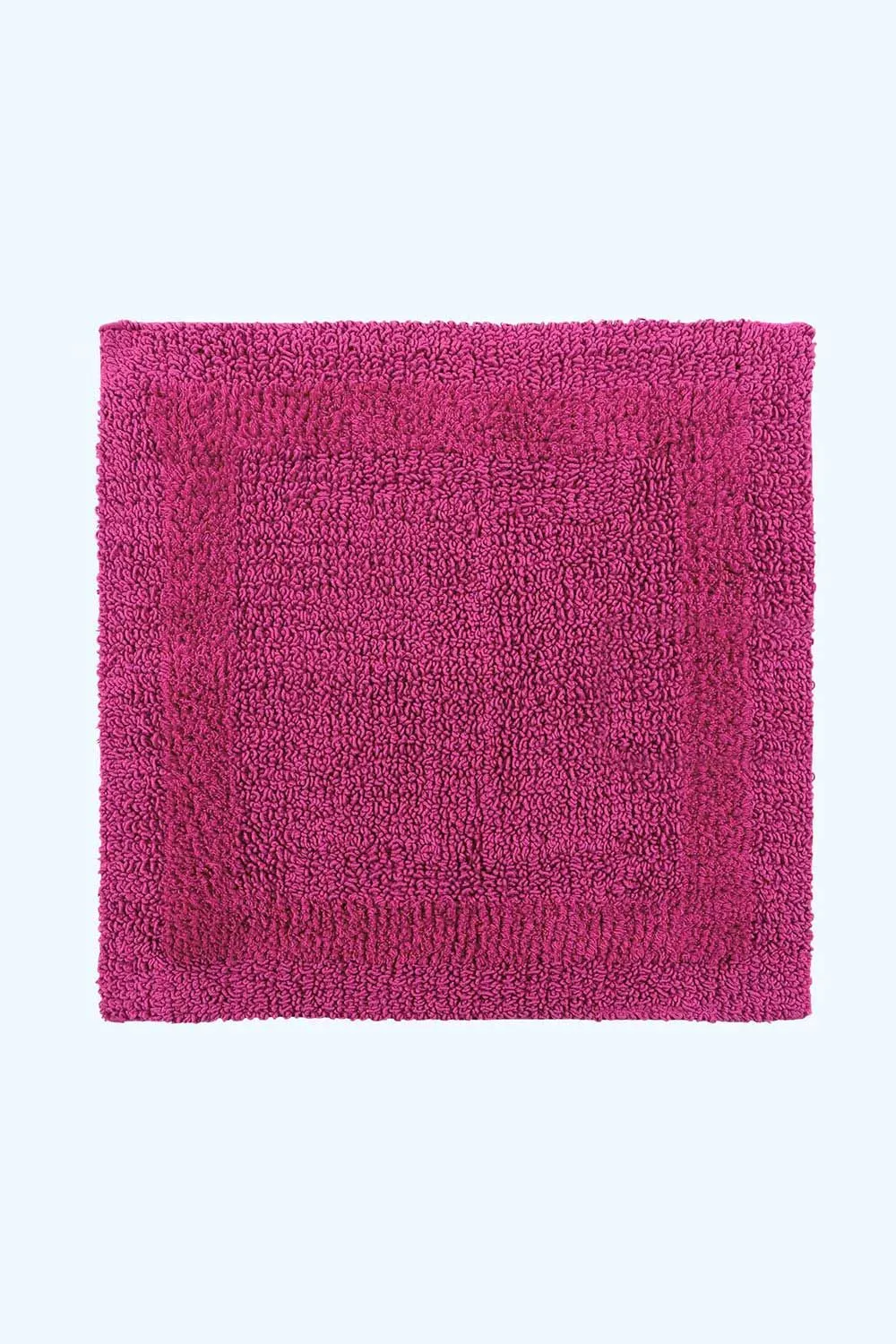 Homescapes Luxury Square Bath Mat 1600GSM 100% Cotton Reversible Shower Mat, 50cm in Raspberry 1