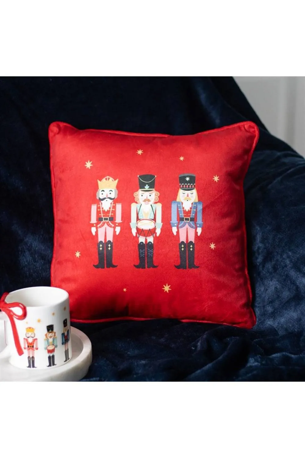 KDMD Square Nutcracker Cushion - Festive Christmas Home Decor in Red